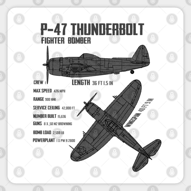 P-47 Thunderbolt Sticker by Dirty Custard Designs 